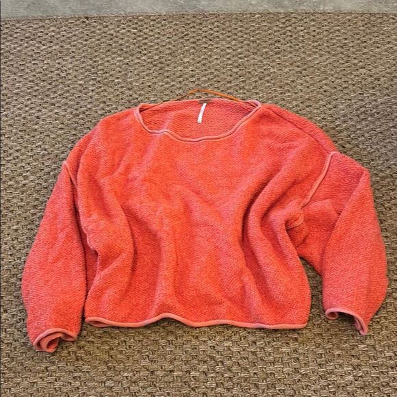 Free People Orange Crew Neck Sweater with Relaxed Fit - Picture 1 of 6